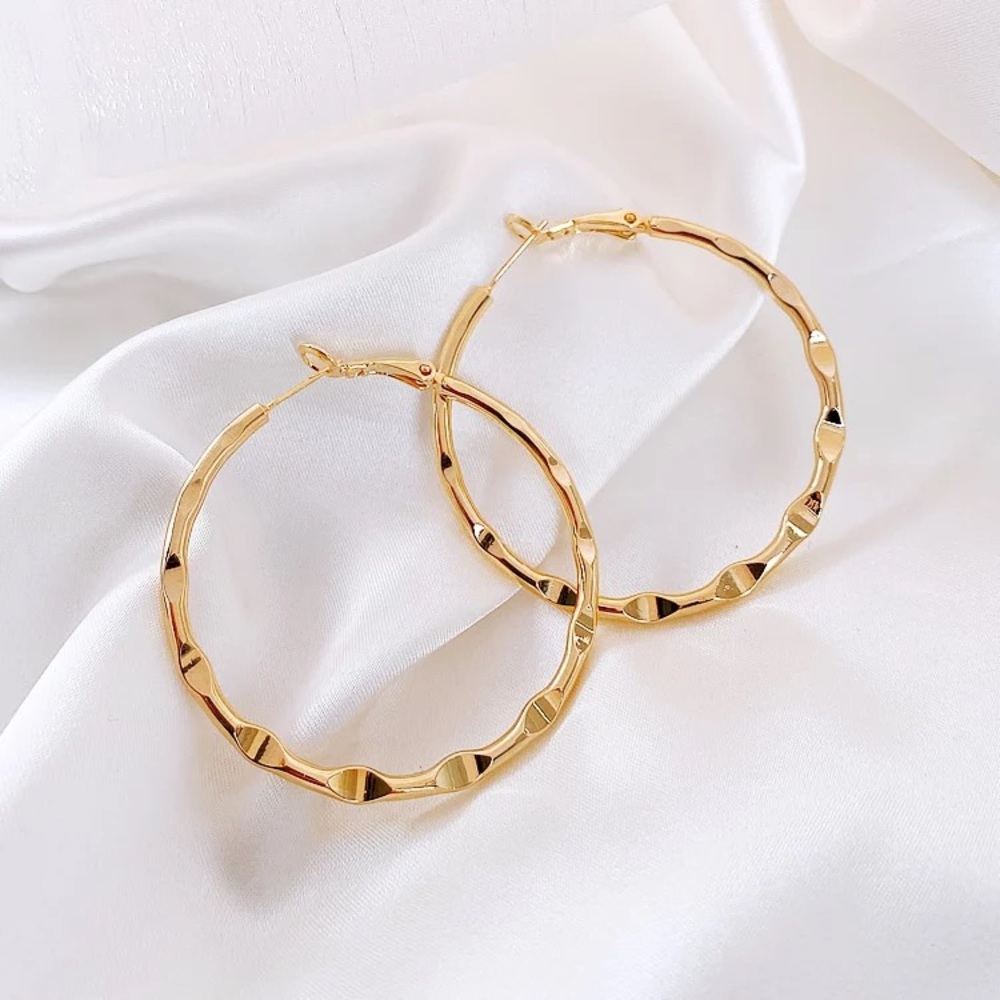 Round Hammered Hoop Earrings